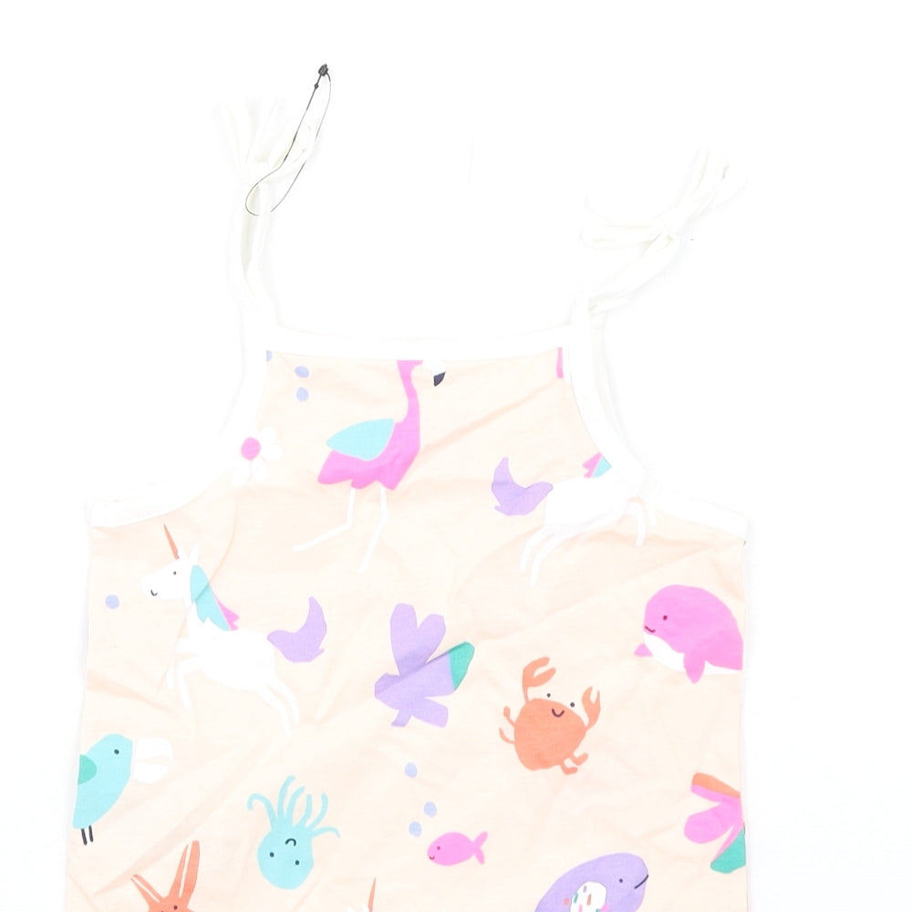 Brand and care label for Marks & Spencer girls’ multicoloured geometric cotton basic tank, years square neck pullover