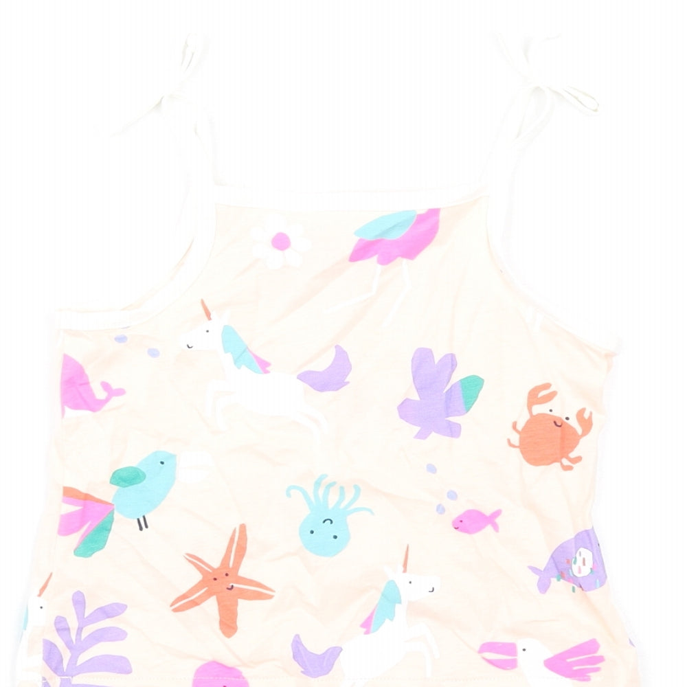 Brand and care label for Marks & Spencer girls’ multicoloured geometric cotton basic tank, years square neck pullover