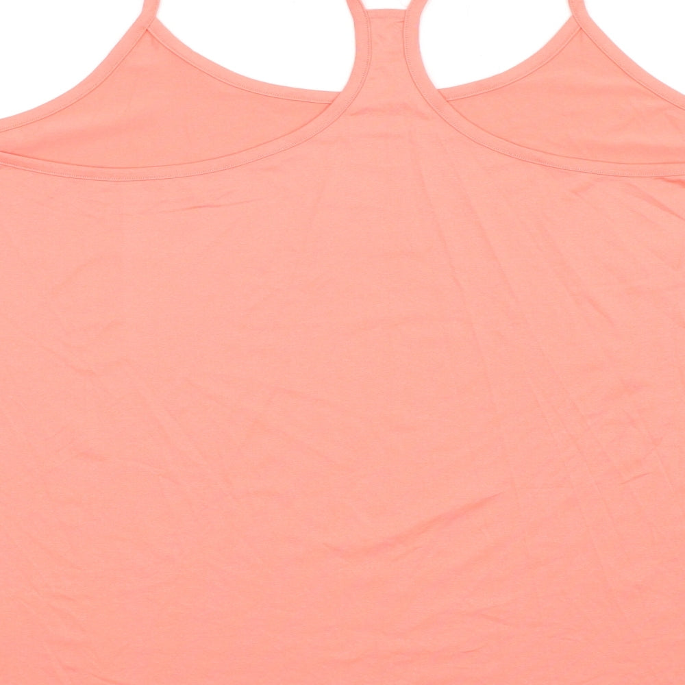 GOODMOVE Womens Orange Polyester Camisole T-Shirt Size 24 Round Neck Pullover