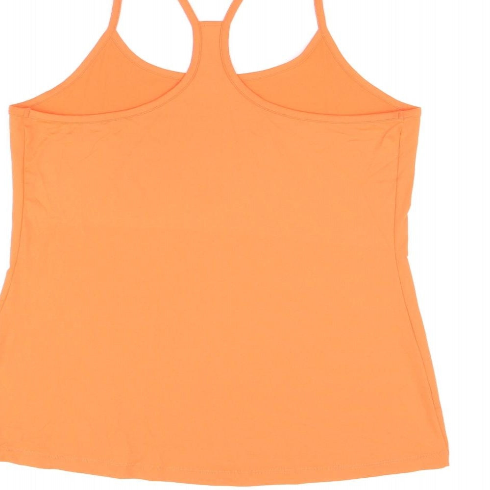 Goodmove Womens Orange Polyester Basic T-Shirt Size 16 Scoop Neck Pullover