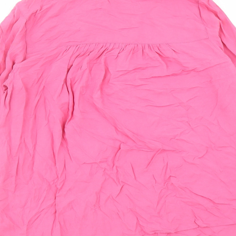 Marks and Spencer Womens Pink Viscose Basic Blouse Size 6 V-Neck