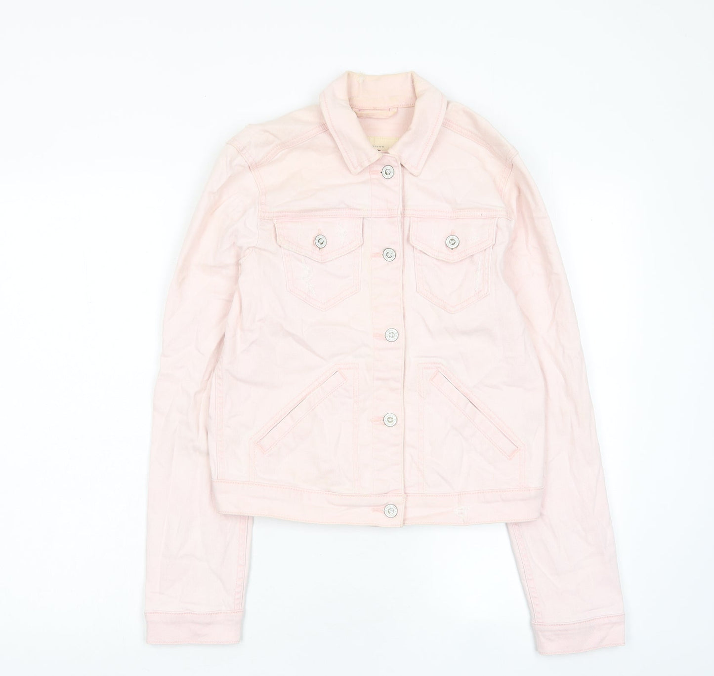 Hollister Womens Pink Jacket Size M Button - Distressed, Pockets
