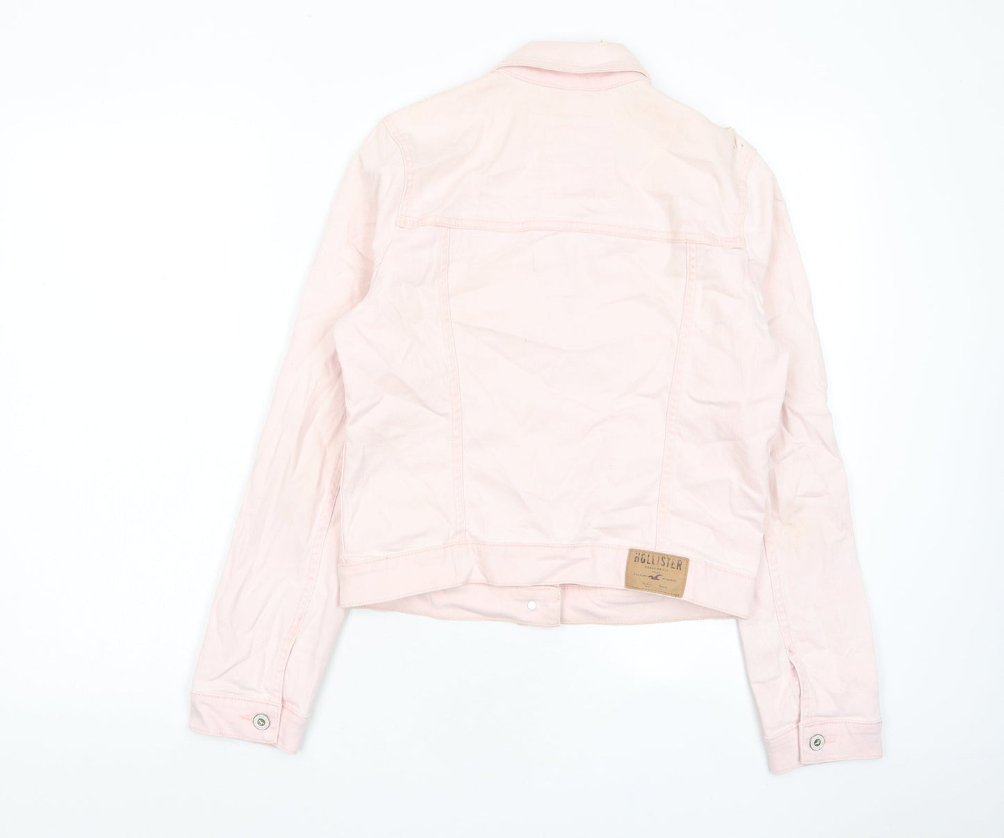 Hollister Womens Pink Jacket Size M Button - Distressed, Pockets