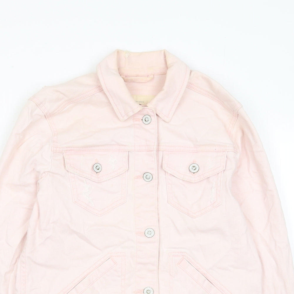 Hollister Womens Pink Jacket Size M Button - Distressed, Pockets