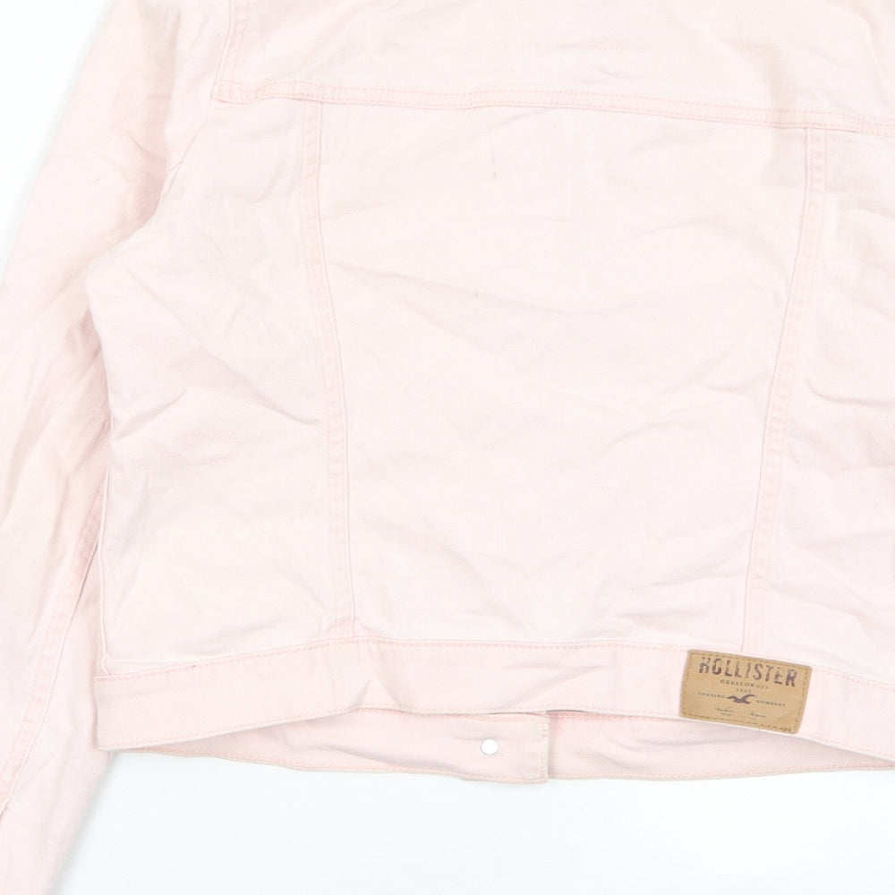 Hollister Womens Pink Jacket Size M Button - Distressed, Pockets