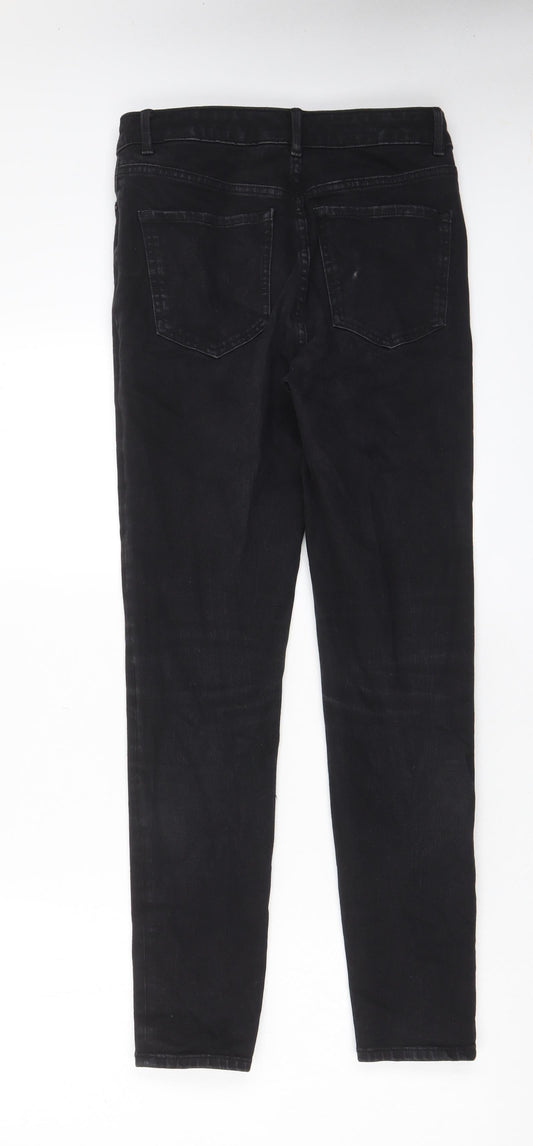 Marks and Spencer Womens Black Cotton Skinny Jeans Size 10 L29 in Regular Zip - Pockets