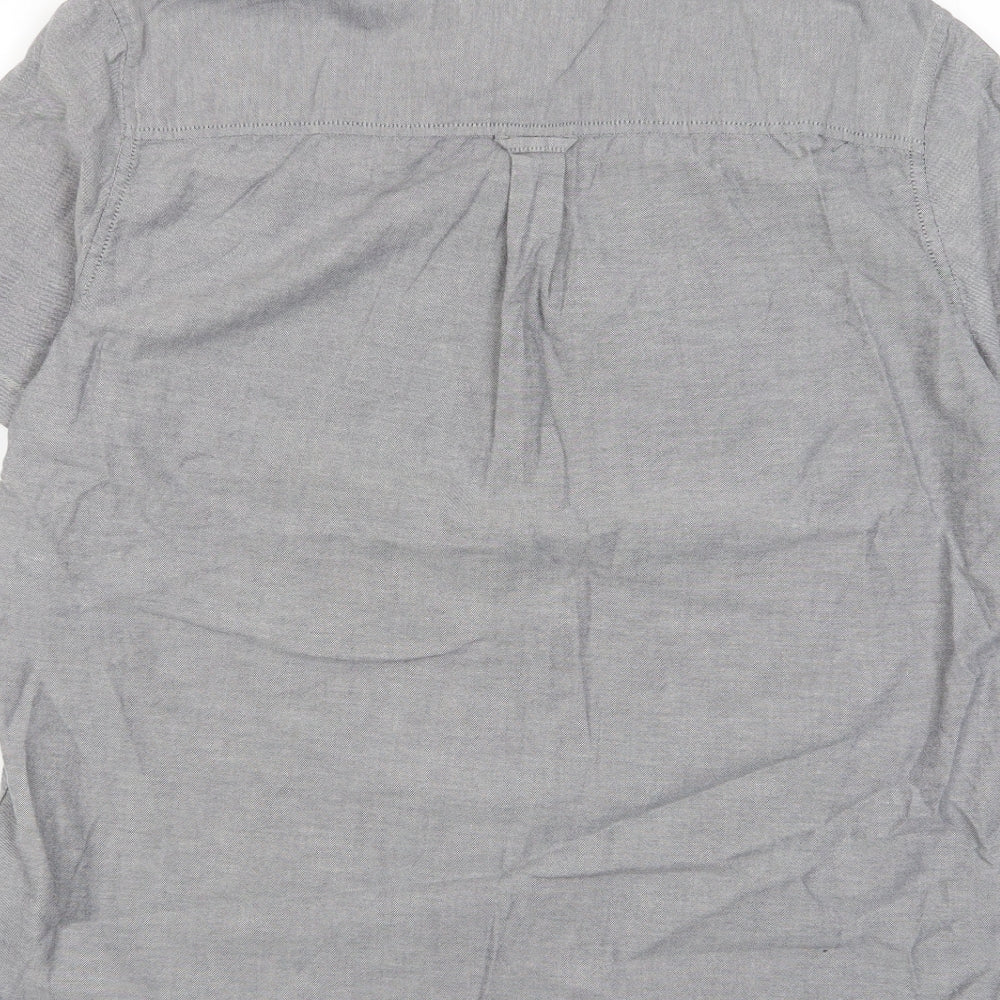 Burton Mens Grey Cotton Button-Up Size L Collared Button - Pocket