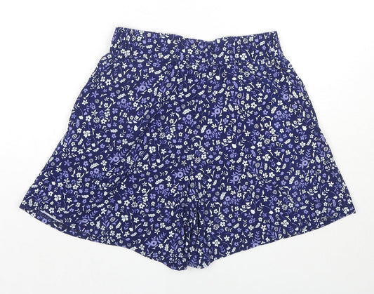 Ellie B Womens Blue Floral Polyester Basic Shorts Size 10 L6 in Regular Pull On - Size 10-12