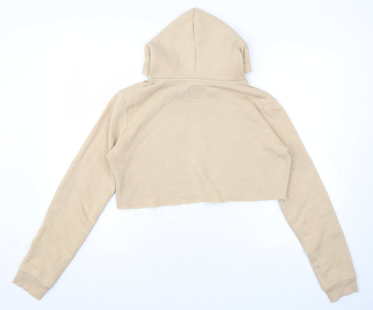 Hype Womens Beige Cotton Pullover Hoodie Size 8 Pullover - Cropped