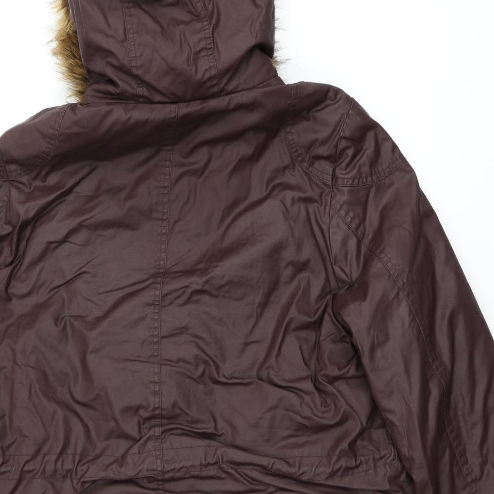 Marks and Spencer Womens Brown Parka Coat Size 16 Zip