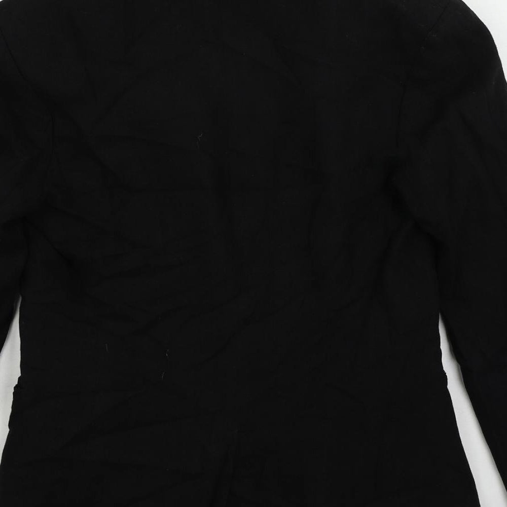 Brand and care label for ASOS women’s black jacket blazer, size UK 6, button