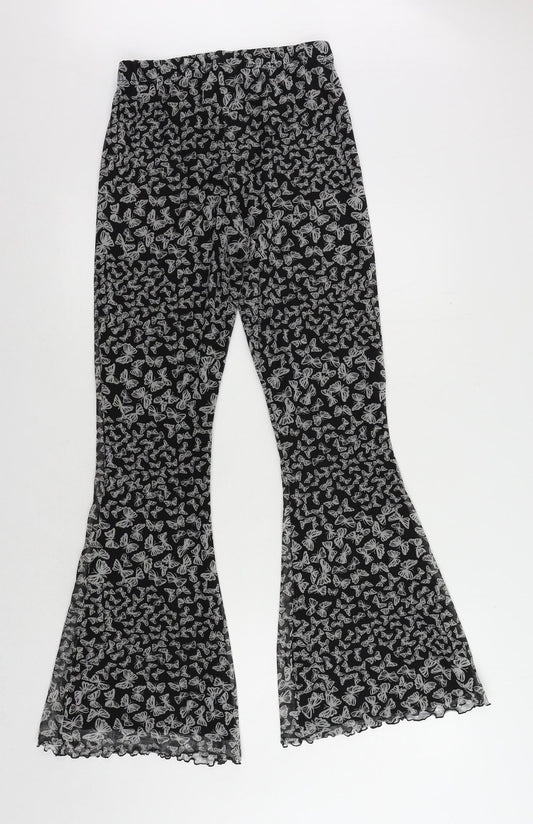 Urban renewal Womens Grey Geometric Polyester Trousers Size M L31 in Regular - Elastic Waist