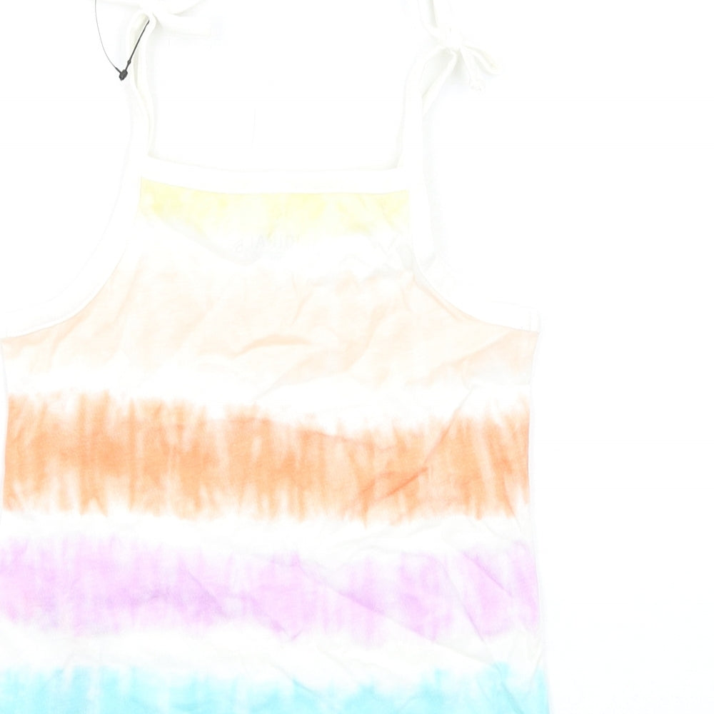 Brand and care label for Marks & Spencer girls’ multicoloured geometric cotton basic tank, years square neck pullover