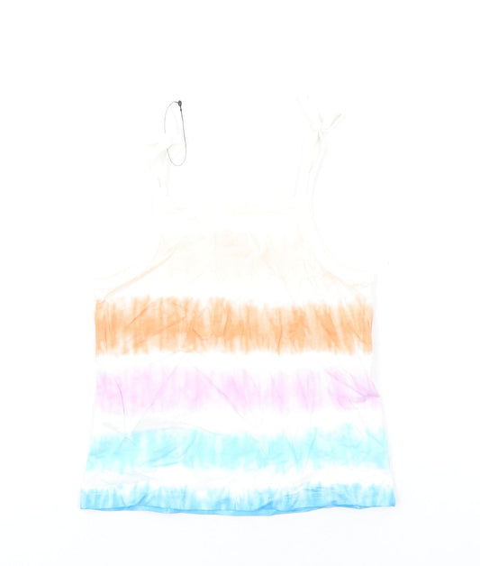 Marks and Spencer Girls Multicoloured Geometric Cotton Basic Tank Size 4-5 Years Square Neck Pullover