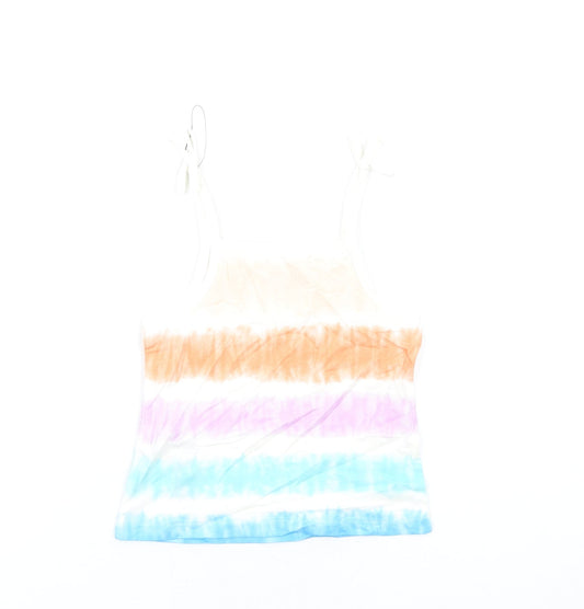 Marks and Spencer Girls Multicoloured Geometric Cotton Basic Tank Size 3-4 Years Square Neck Pullover