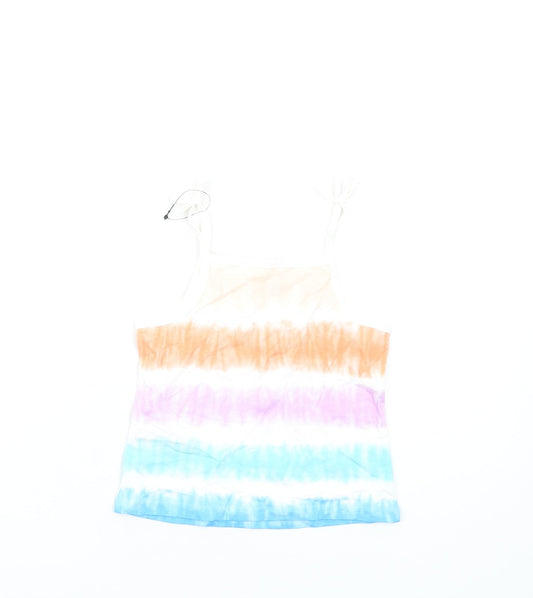 Marks and Spencer Girls Multicoloured Geometric Cotton Basic Tank Size 2-3 Years Square Neck Pullover