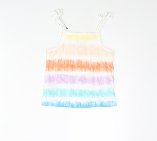 Marks and Spencer Girls Multicoloured Striped Cotton Basic Tank Size 4-5 Years Square Neck Pullover