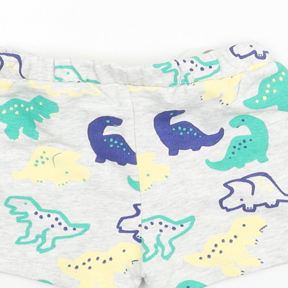 Brand and care label for Marks & Spencer boys’ multicoloured geometric cotton cropped trousers, months drawstring - dinosaur