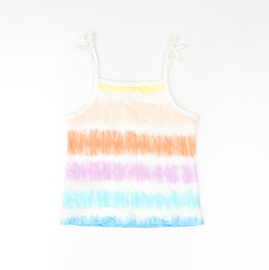 Marks and Spencer Girls Multicoloured Striped Cotton Basic Tank Size 4-5 Years Square Neck Pullover