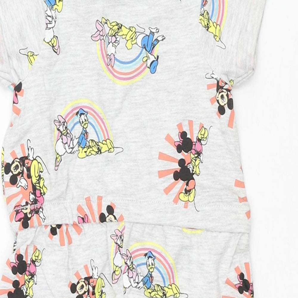 Brand and care label for Disney Baby Grey Geometric Cotton Jumpsuit Outfit/Set, Months Snap - Mickey Mouse & Friends