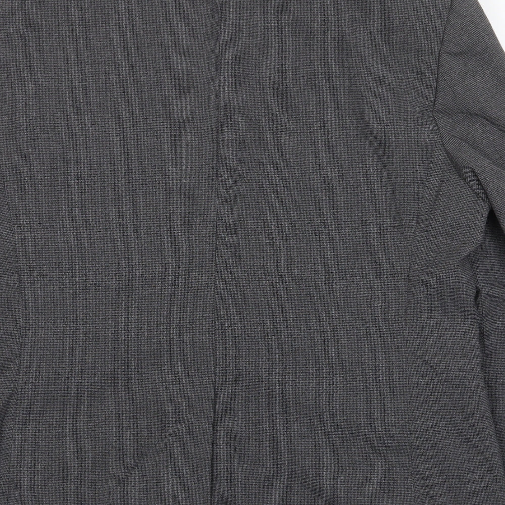 Marks and Spencer Mens Grey Plaid Polyester Jacket Suit Jacket Size 44 Regular - Inside pockets