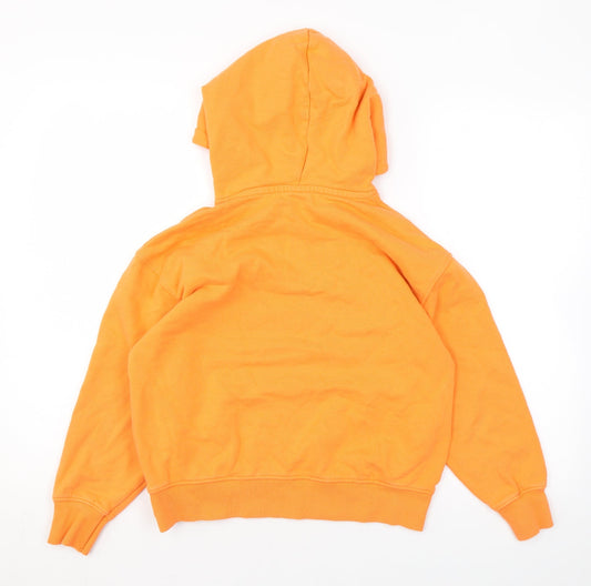 Zara Womens Orange Cotton Pullover Hoodie Size 10 Pullover