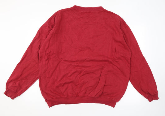 Racing Green Mens Red Cotton Pullover Sweatshirt Size L