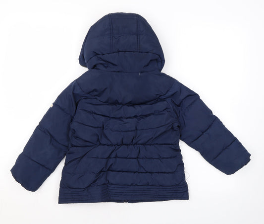 Cyrillus Girls Blue Rain Coat Coat Size 6 Years Zip