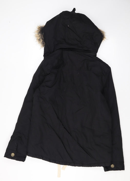 Native Youth Womens Black Rain Coat Coat Size M Zip