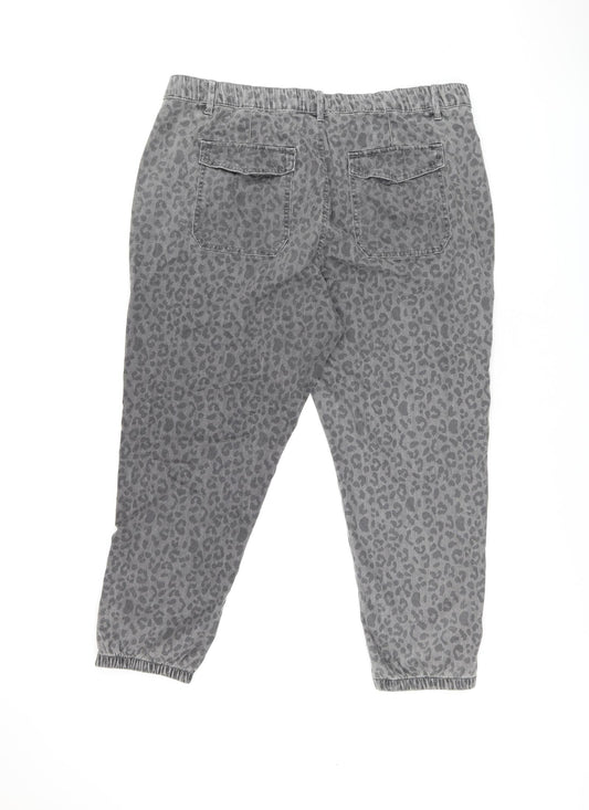 Marks and Spencer Womens Grey Animal Print Cotton Skinny Jeans Size 20 L26 in Regular Zip