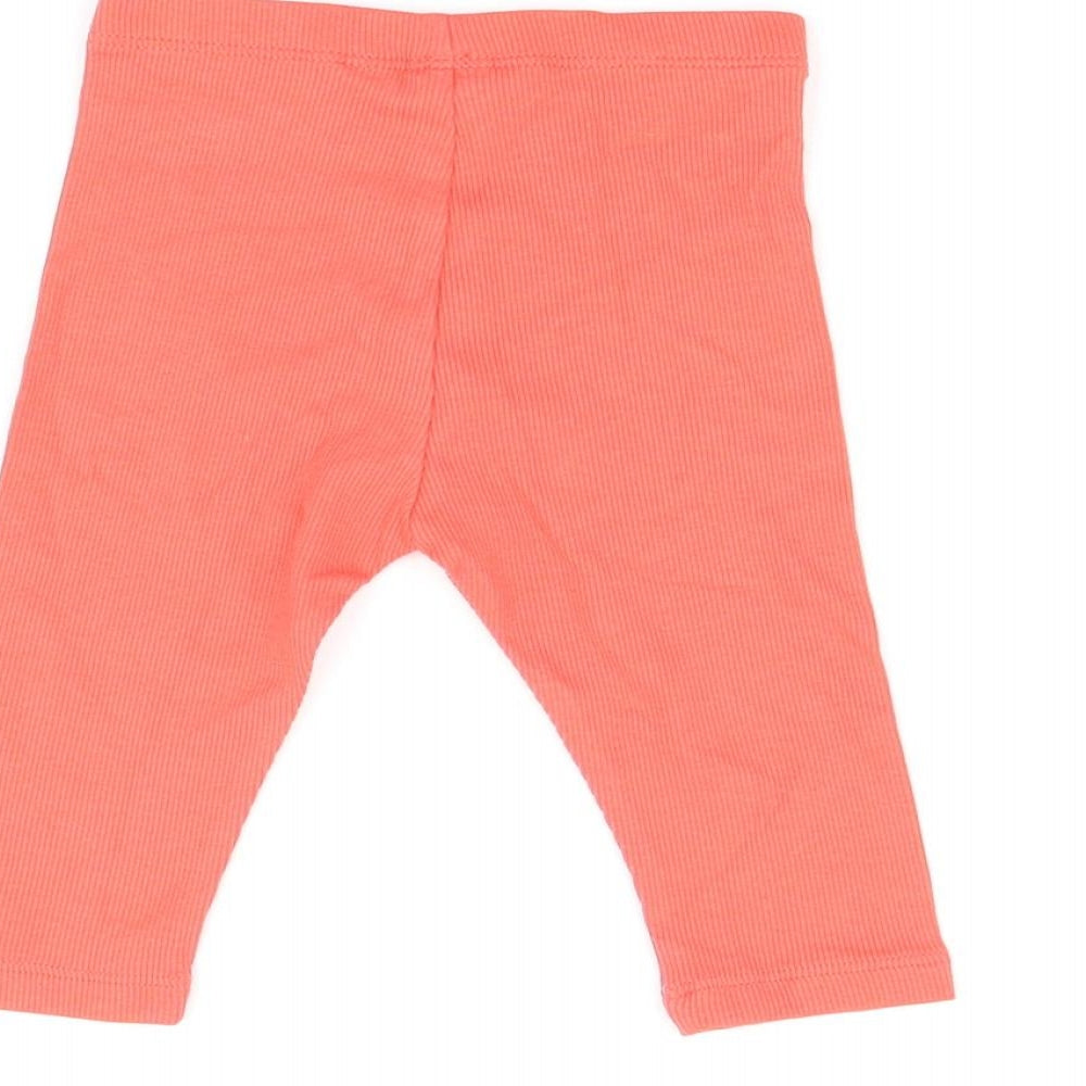 Brand and care label for Marks & Spencer Baby Red Cotton Pedal Pusher Leggings, size 3-6, Months Pullover