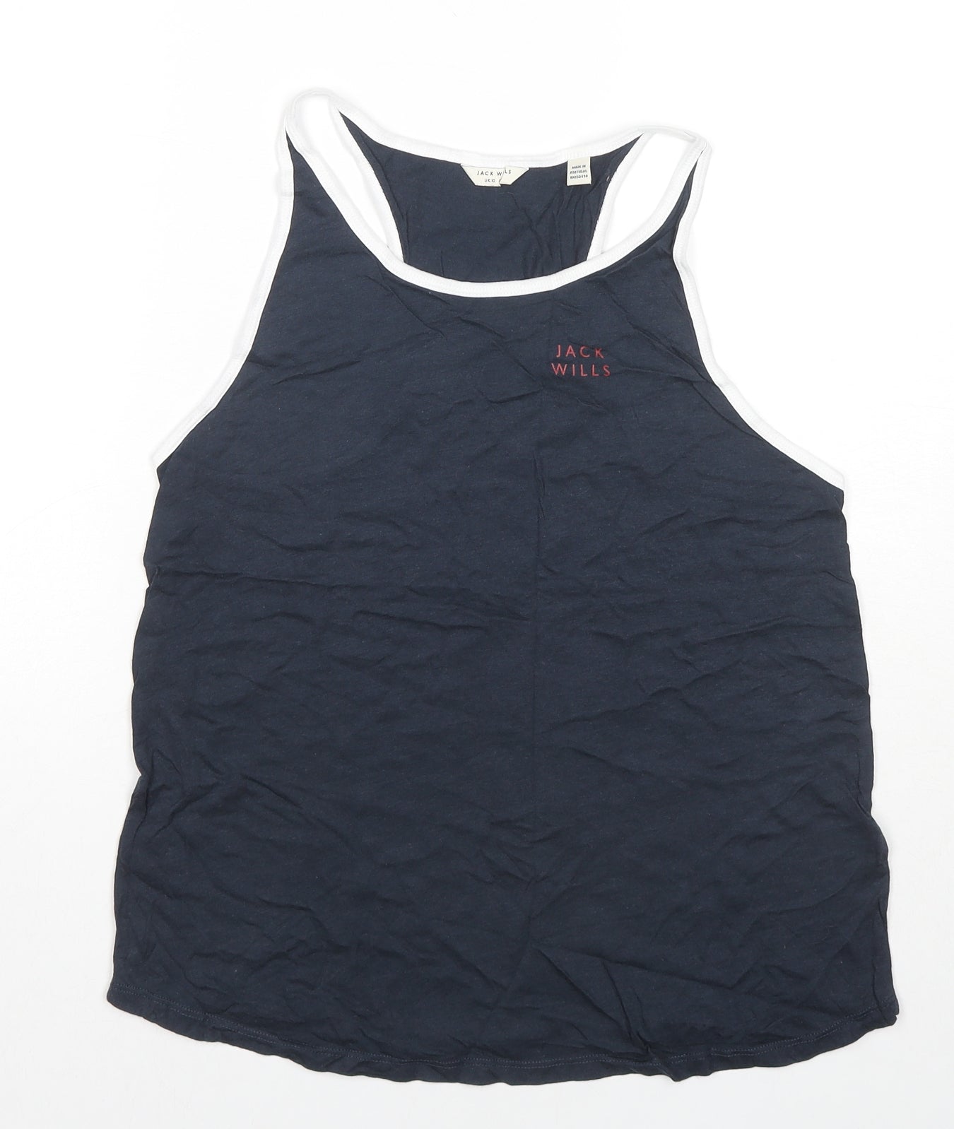 Jack Wills Womens Blue Cotton Basic Tank Size 10 Round Neck - Logo