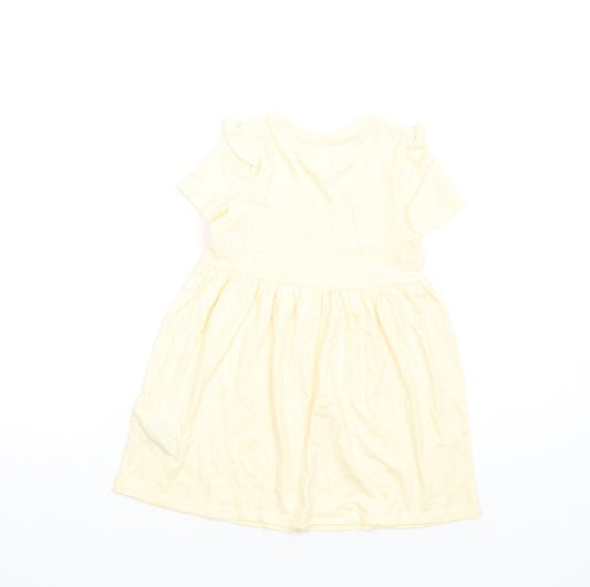 Marks and Spencer Girls Yellow Polyester Fit & Flare Size 2-3 Years Round Neck Pullover