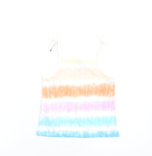 Marks and Spencer Girls Multicoloured Geometric Cotton Basic Tank Size 4-5 Years Square Neck Pullover