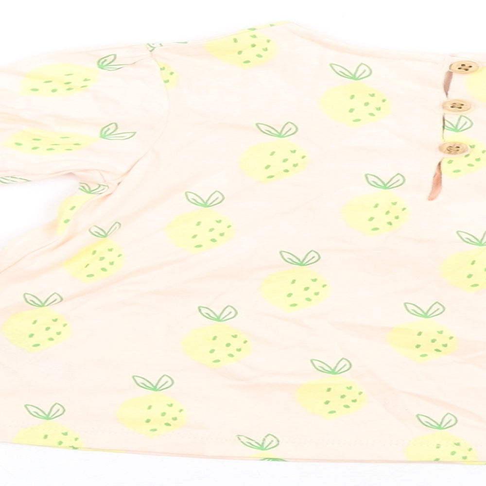 Marks and Spencer Girls Multicoloured Geometric Cotton Fit & Flare Size 12-18 Months Round Neck Button