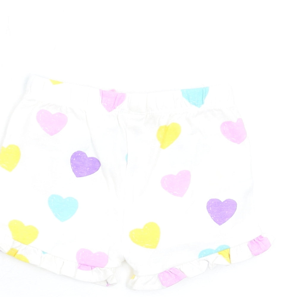 Brand and care label for Marks & Spencer girls’ multicoloured geometric cotton shorts outfit/set, months pullover - heart