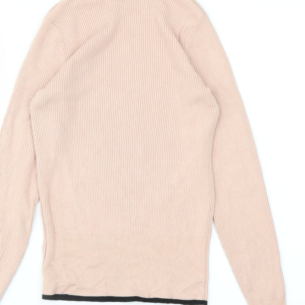 Marks and Spencer Womens Pink Mock Neck Viscose Pullover Jumper Size 10
