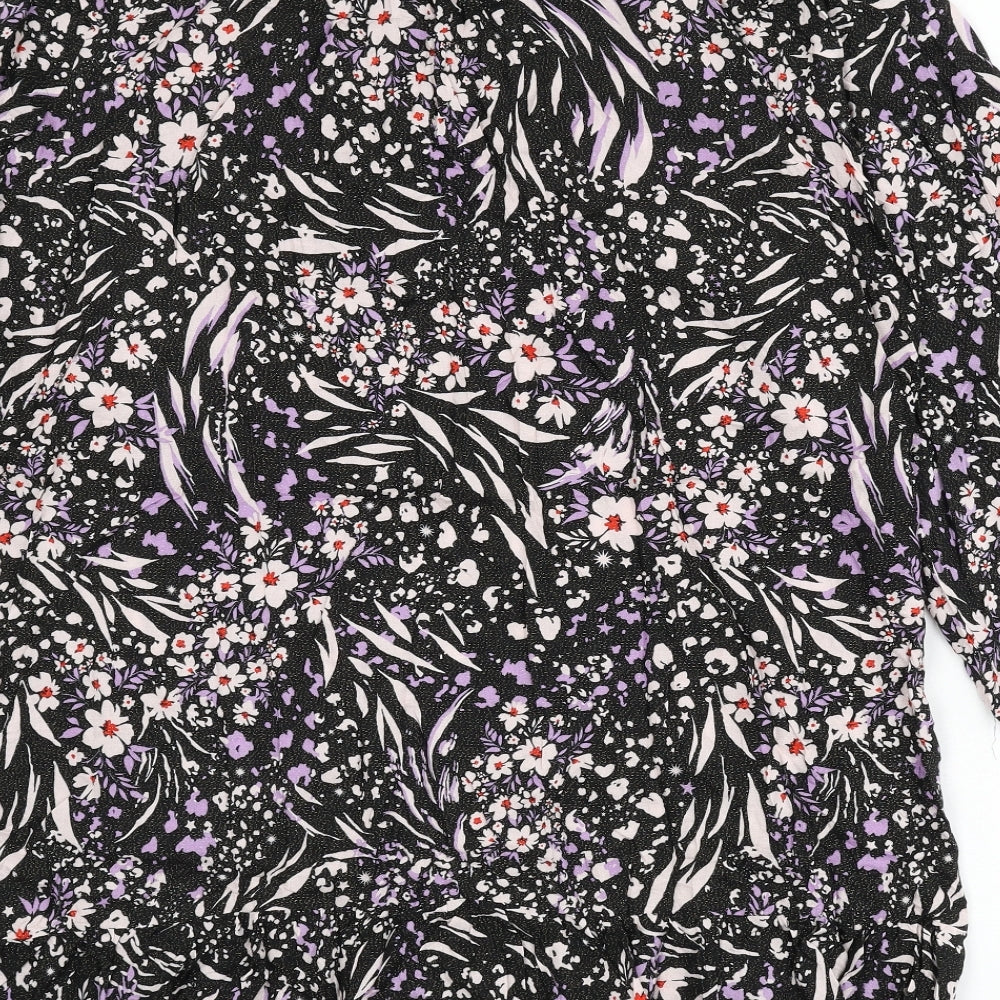 Marks and Spencer Womens Multicoloured Geometric Viscose Sheath Size 22 V-Neck Button - Flowers, Glitter