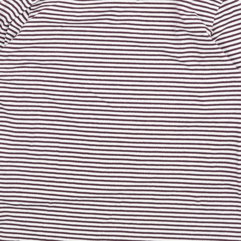 Brand and care label for H&M girls’ purple striped cotton basic t-shirt, years round neck pullover - glitter