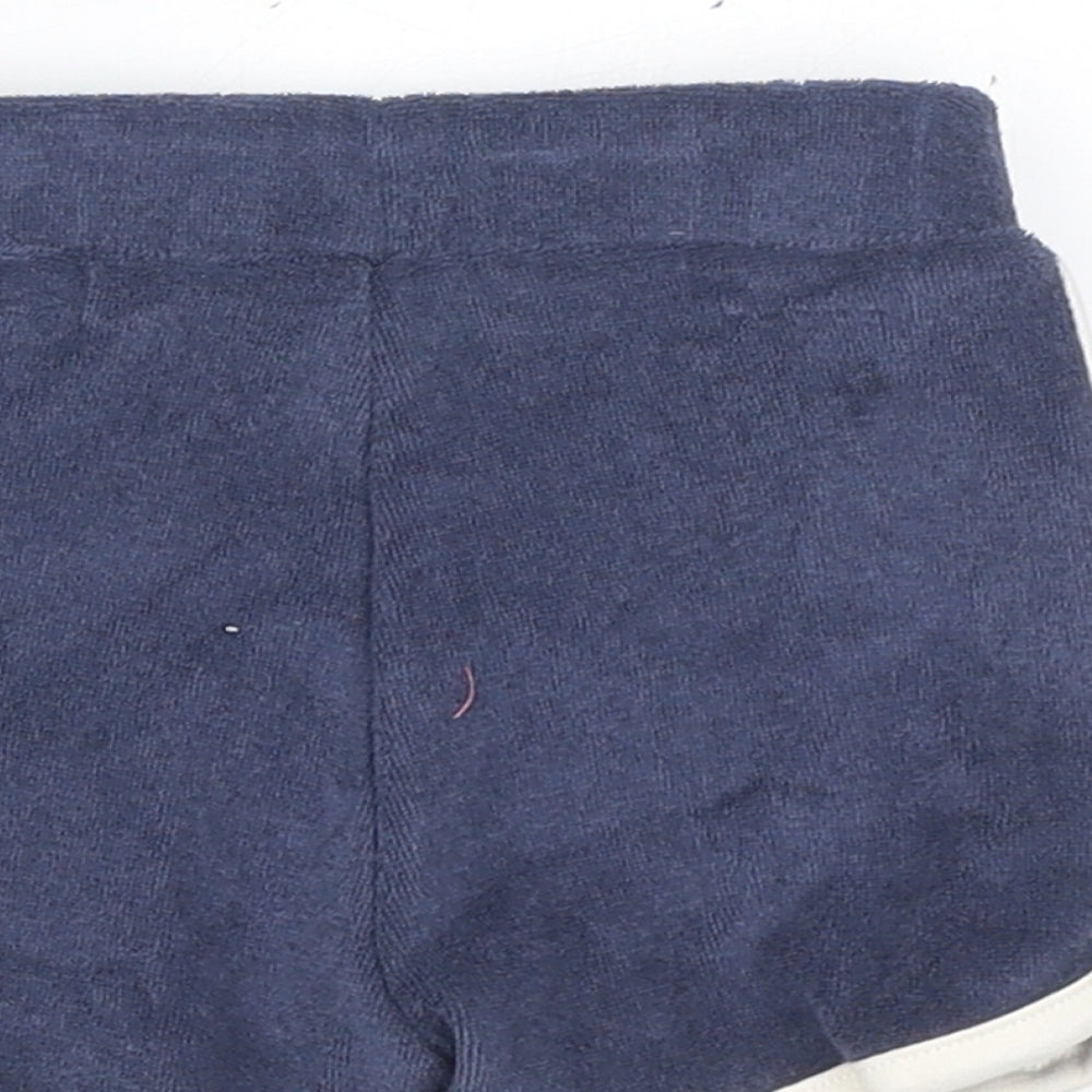 Brand and care label for Marks & Spencer boys’ blue cotton cropped trousers, months drawstring - harry potter, inside leg 2in