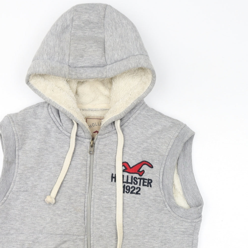 Hollister Womens Grey Gilet Jacket Size L Zip - 1922, Fleece Lined