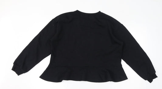 Zara Womens Black Polyester Pullover Sweatshirt Size L Pullover - Cropped