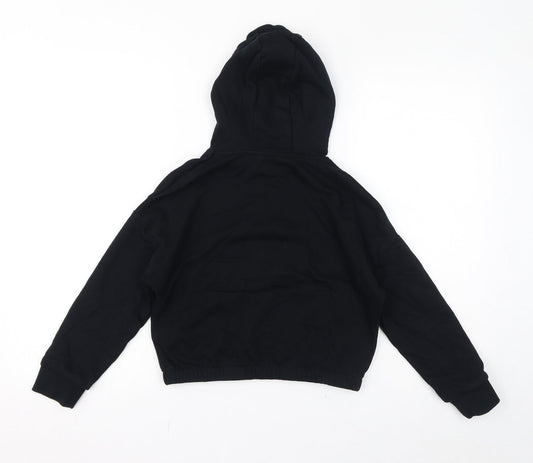Marks and Spencer Girls Black Cotton Pullover Hoodie Size 9-10 Years Pullover - Be Your Own Icon, Cropped