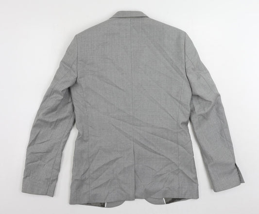H&M Mens Grey Wool Jacket Suit Jacket Size 38 Regular