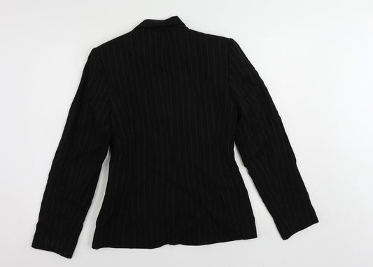 Debenhams Womens Black Striped Jacket Blazer Size 10 Button