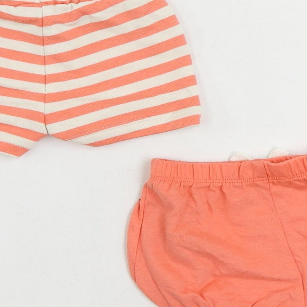 Brand and care label for Marks & Spencer Baby Pink Striped Cotton Shorts Set Outfit/Set, size 0-3, Months