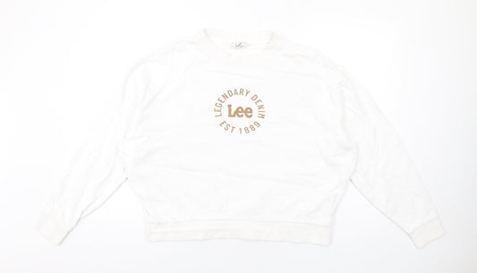 Additional front view of Lee Cooper women’s white cotton pullover sweatshirt, size S, pullover