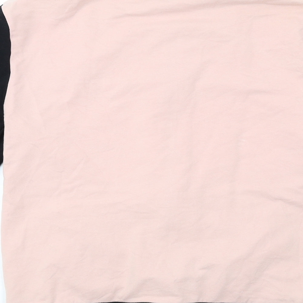Brand and care label for ASOS men’s pink cotton full zip sweatshirt, size M