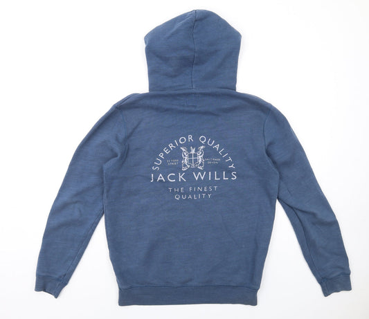 Jack Wills Mens Blue Cotton Pullover Hoodie Size XS