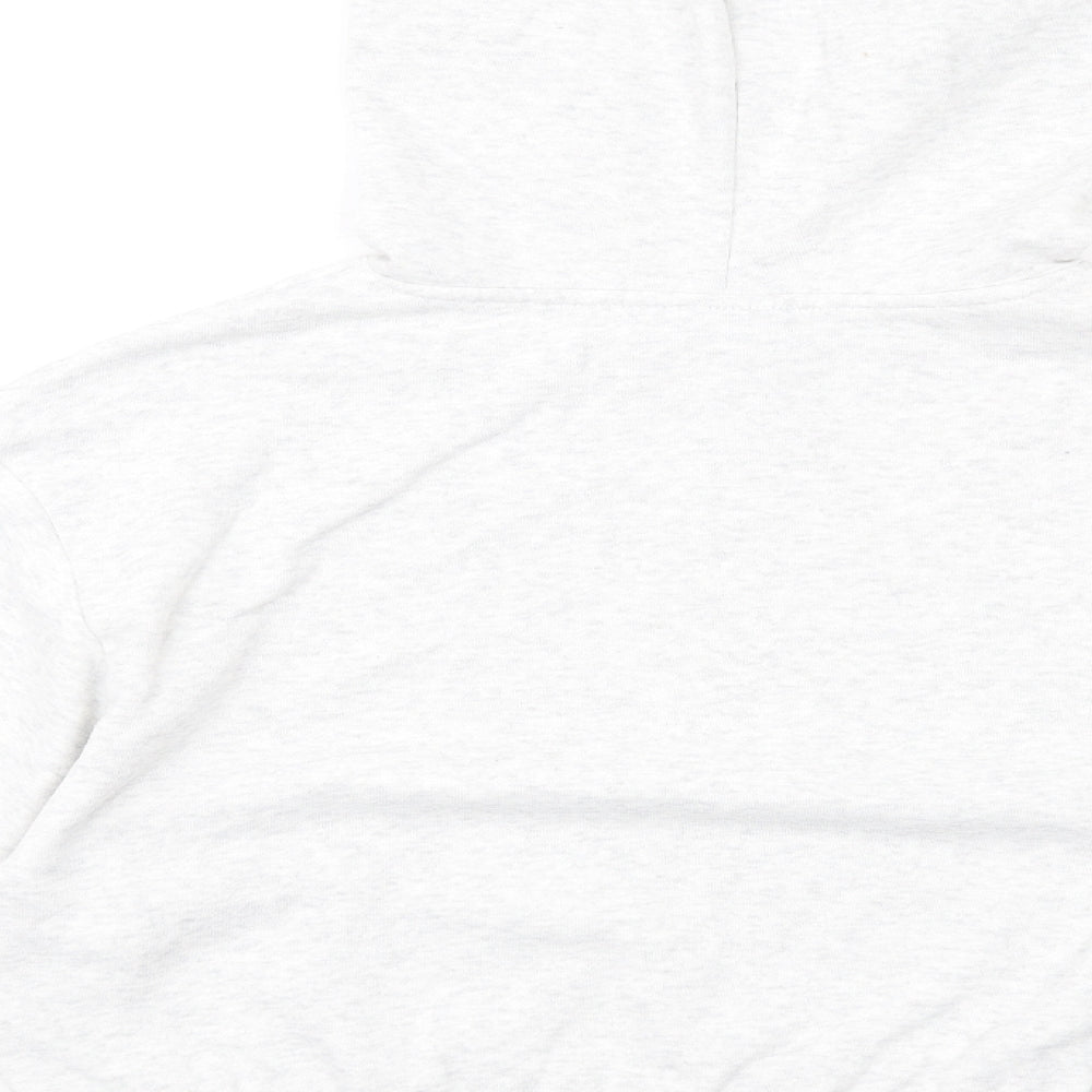 Brand and care label for ASOS women’s grey cotton pullover hoodie, size UK 4, pullover